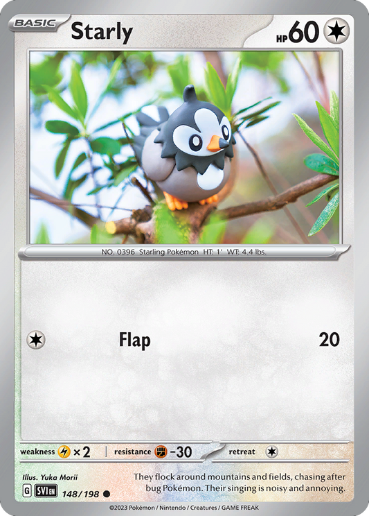Starly - 148/198 - Reverse Holo - SCARLET & VIOLET - Pokemon - Common | AA49-69