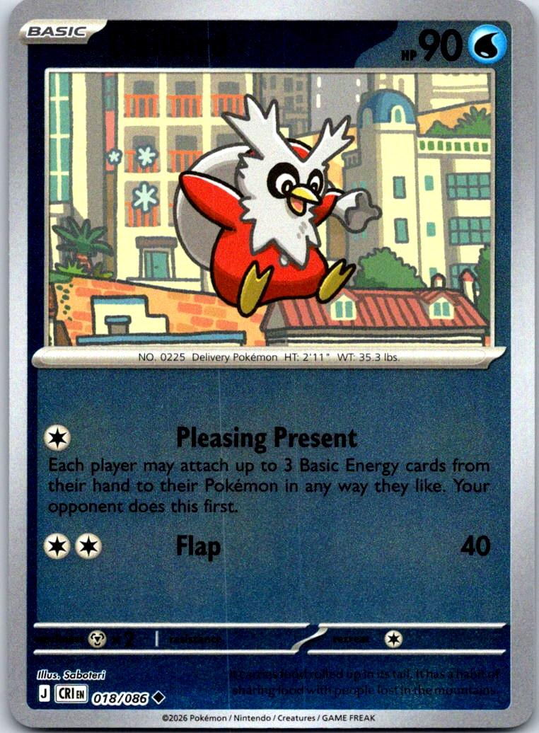 Delibird - 018/086 - Reverse Holo - CHAOS RISING - Pokemon - Uncommon | AA132-39