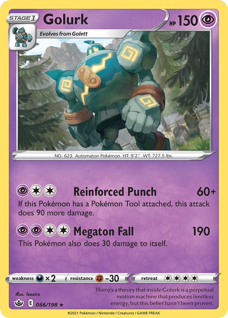 Golurk - 066/198 - Reverse Holo - CHILLING REIGN - Pokemon - Rare | AA56-6