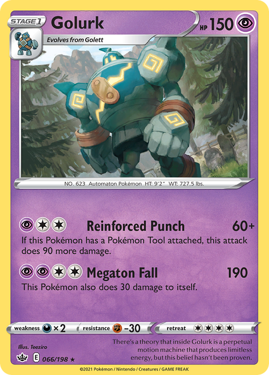 Golurk - 066/198 - Reverse Holo - CHILLING REIGN - Pokemon - Rare | AA56-6