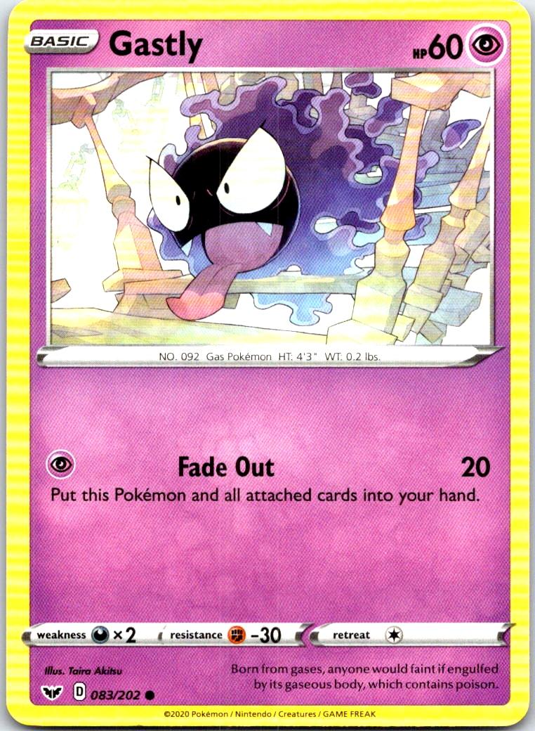 Gastly - 083/202 - - SWORD & SHIELD - Pokemon - Common | AB65-14