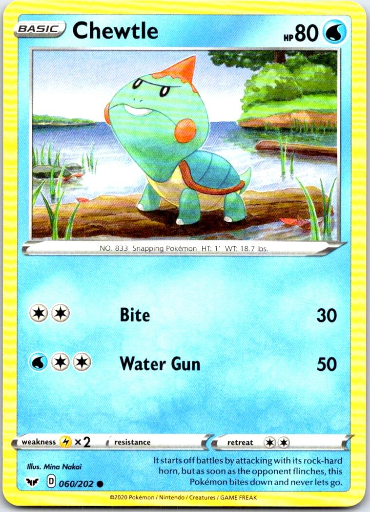 Chewtle - 060/202 - - SWORD & SHIELD - Pokemon - Common | AB72-3