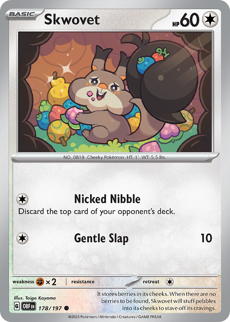 Skwovet - 178/197 - Reverse Holo - OBSIDIAN FLAMES - Pokemon - Common | AA18-64