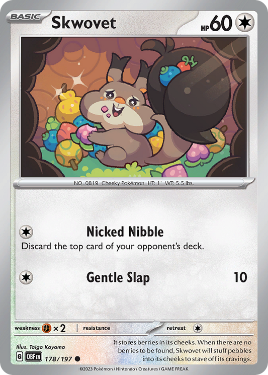 Skwovet - 178/197 - Reverse Holo - OBSIDIAN FLAMES - Pokemon - Common | AA18-64