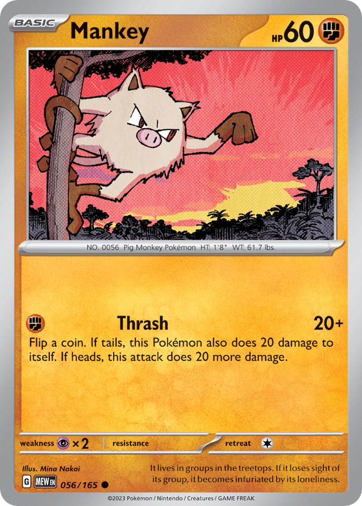 Mankey - 056/165 - - 151 - Pokemon - Common | AA74-43