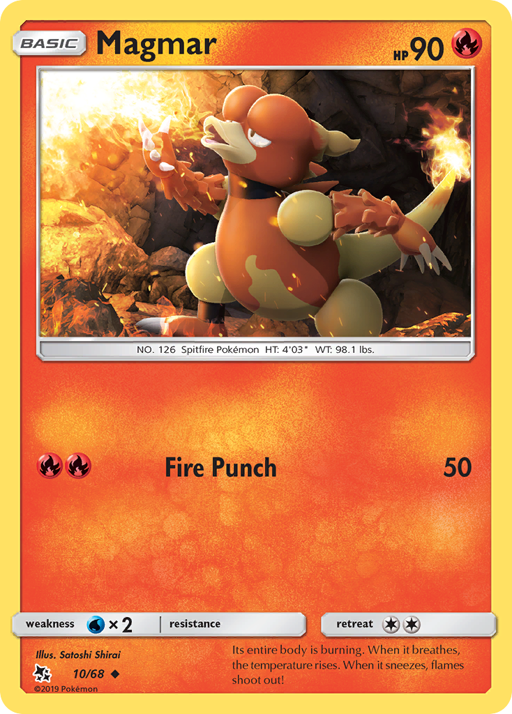 Magmar - 10/68 - - HIDDEN FATES - Pokemon - Uncommon | AA68-14