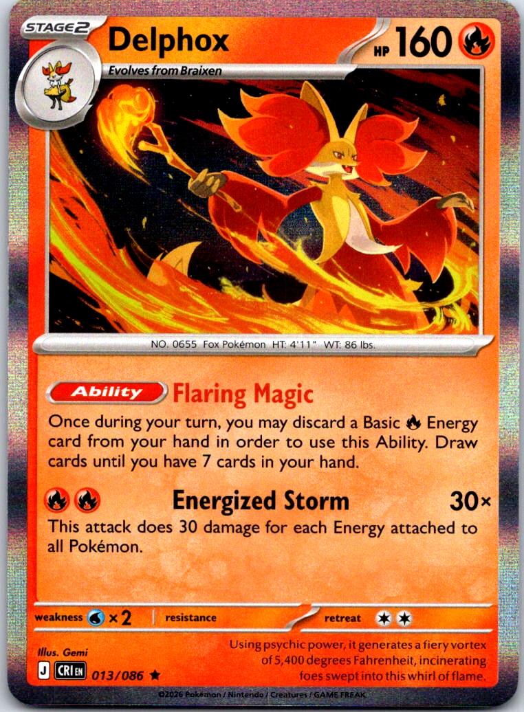 Delphox - 013/086 - Holo - CHAOS RISING - Pokemon - Rare | AA120-25