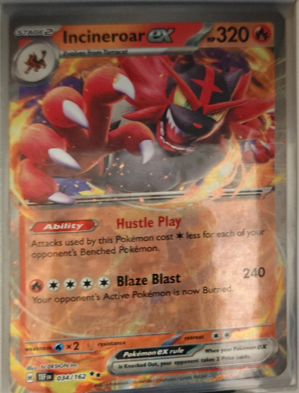 Incineroar ex - 034/162 - Holo - TEMPORAL FORCES - Pokemon - | AA33-17