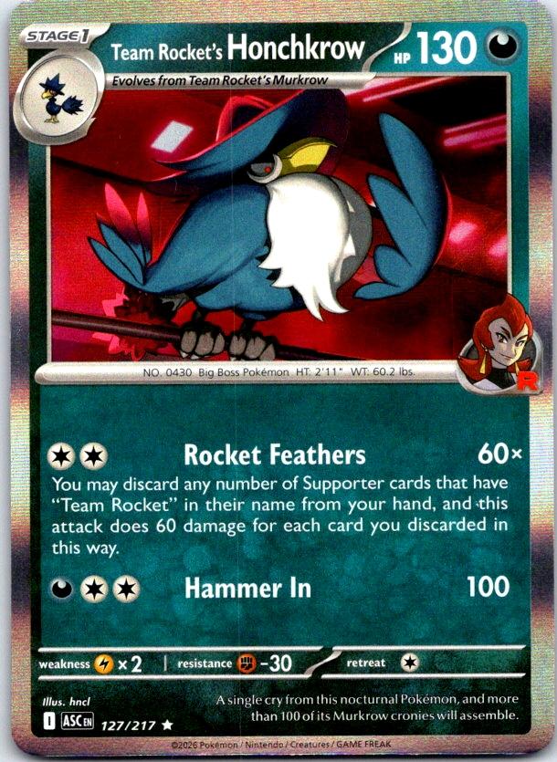 Team Rocket's Honchkrow - 127/217 - Holo - ASCENDED HEROES - Pokemon - | AC25-3