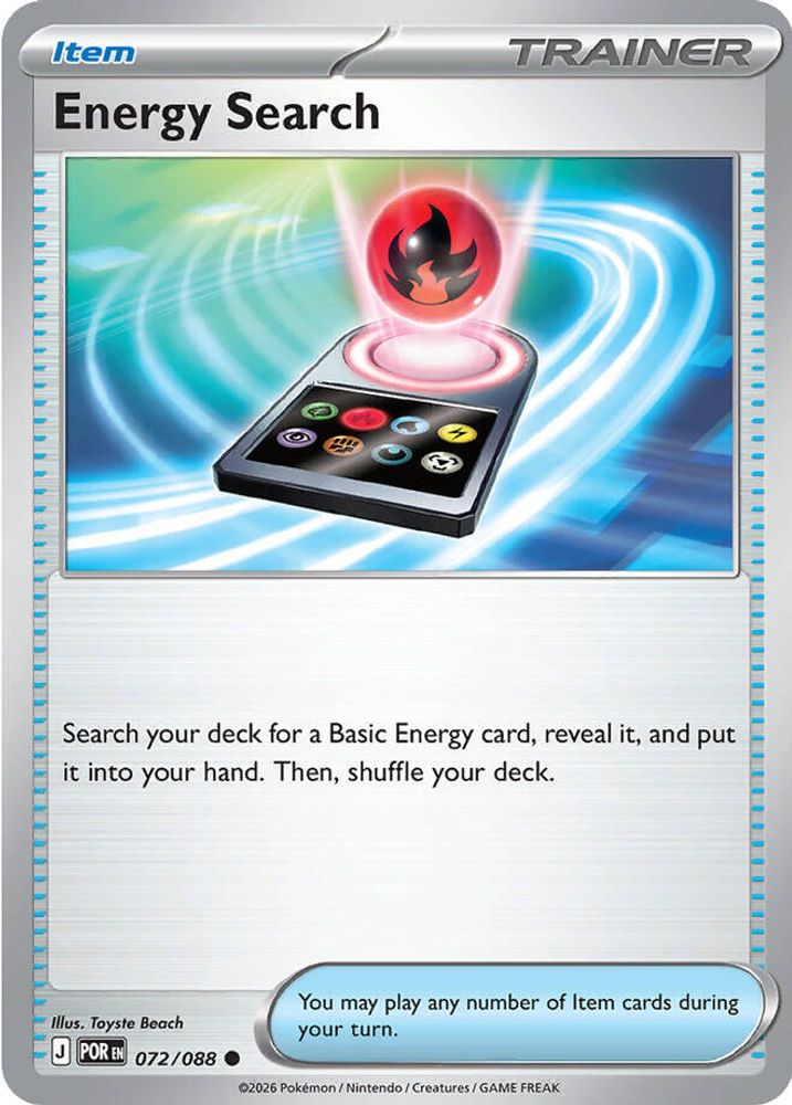 Energy Search - 072/088 - Reverse Holo - PERFECT ORDER - Pokemon - | AA13-80