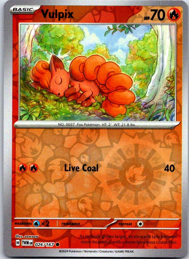 Vulpix - 026/167 - Reverse Holo - TWILIGHT MASQUERADE - Pokemon - | AA126-38