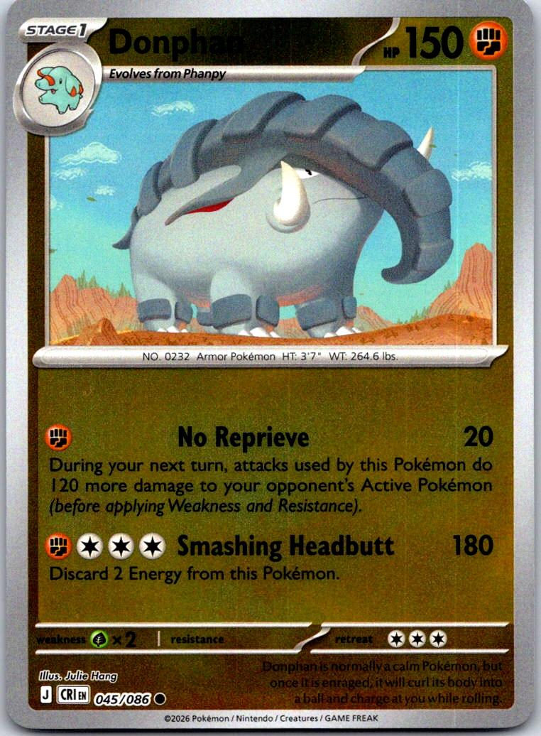 Donphan - 045/086 - Reverse Holo - CHAOS RISING - Pokemon - Common | AA125-49