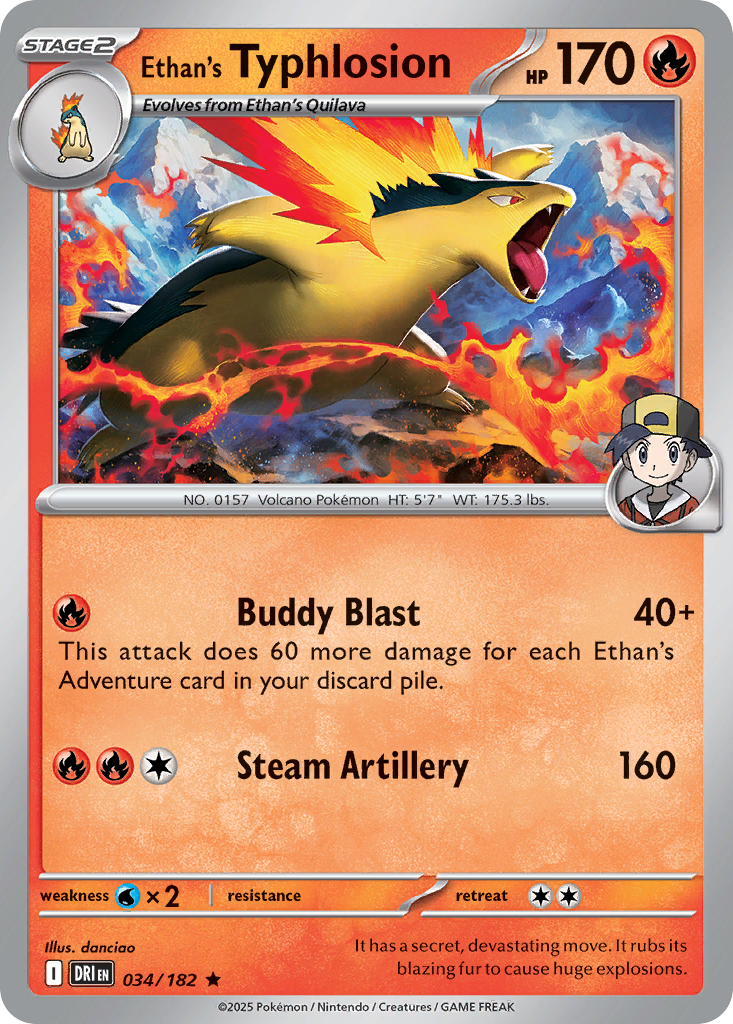 Ethan's Typhlosion - 034/182 - Holo - DESTINED RIVALS - Pokemon - Rare | AA13-20