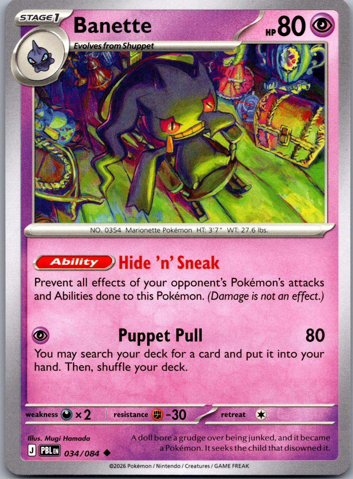 Banette - 034/084 - - PITCH BLACK - Pokemon - Uncommon | AA81-22