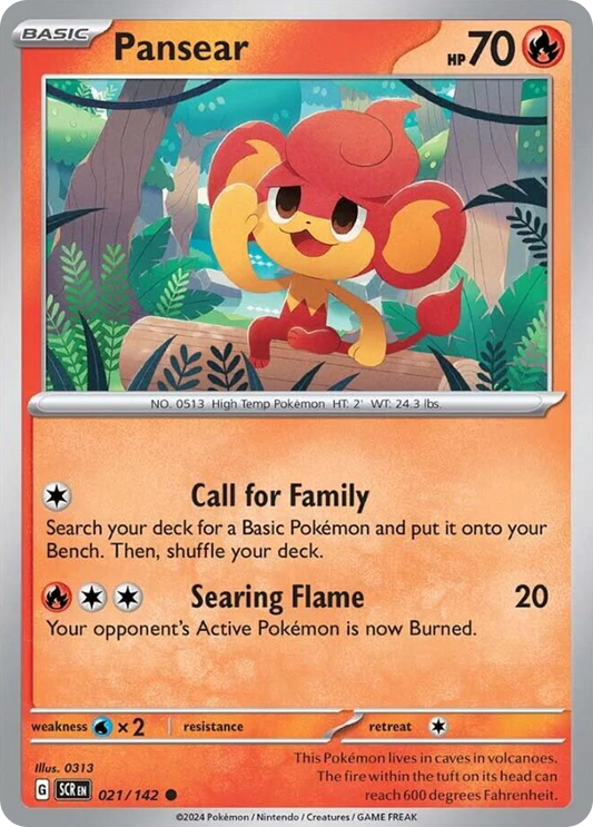Pansear - 21/142 - Reverse Holo - STELLAR CROWN - Pokemon - Common | AA04-72