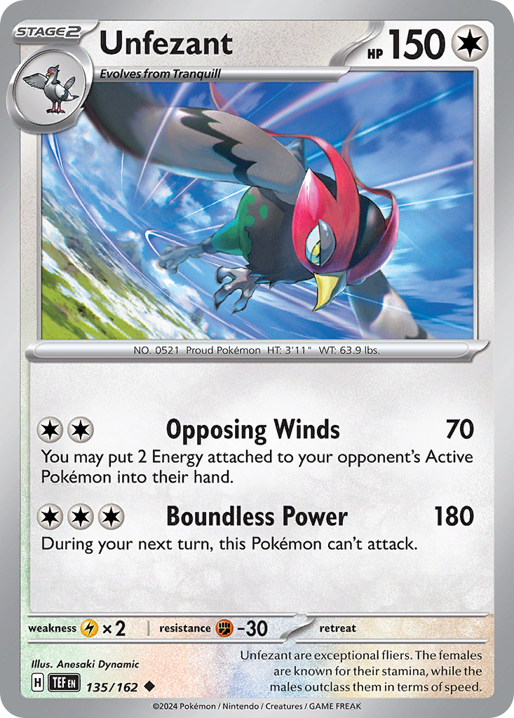 Unfezant - 135/162 - Reverse Holo - TEMPORAL FORCES - Pokemon - | AA24-50