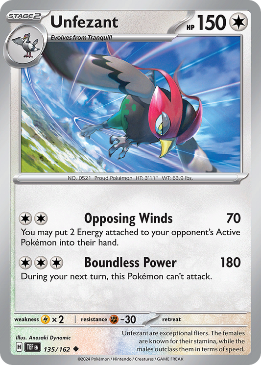 Unfezant - 135/162 - Reverse Holo - TEMPORAL FORCES - Pokemon - | AA24-50