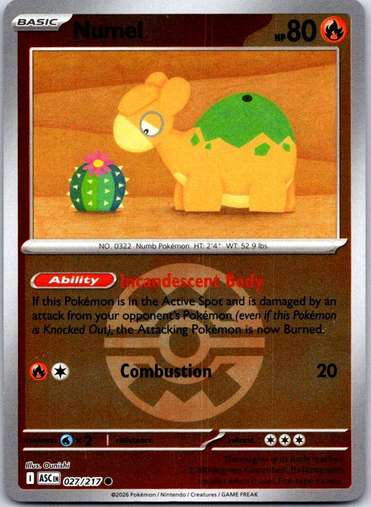 Numel (Quick Ball) - 027/217 - Reverse Holo - ASCENDED HEROES - Pokemon - | AB03-44