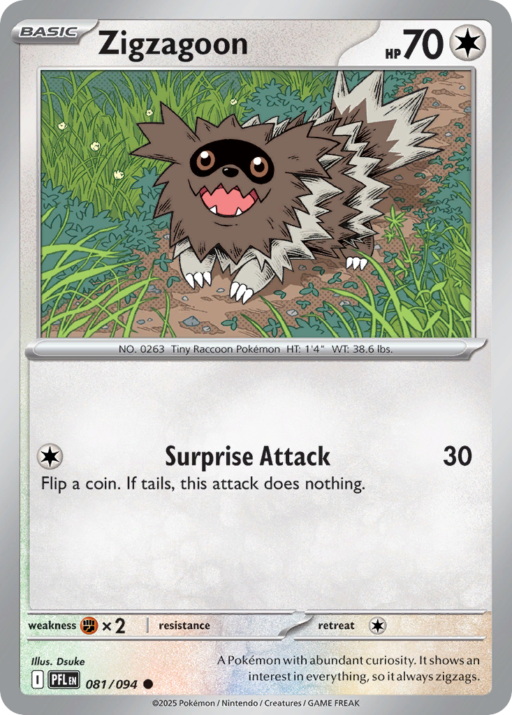 Zigzagoon - 081/094 - Reverse Holo - PHANTASMAL FLAMES - Pokemon - | AA56-37