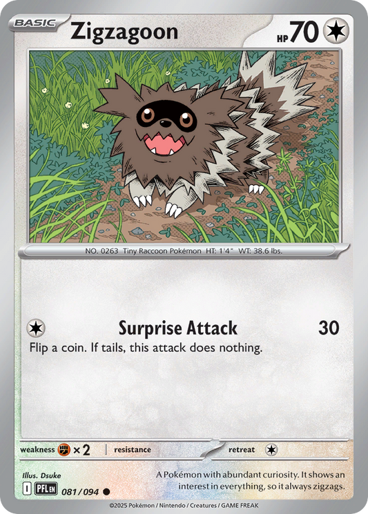 Zigzagoon - 081/094 - Reverse Holo - PHANTASMAL FLAMES - Pokemon - | AA56-37