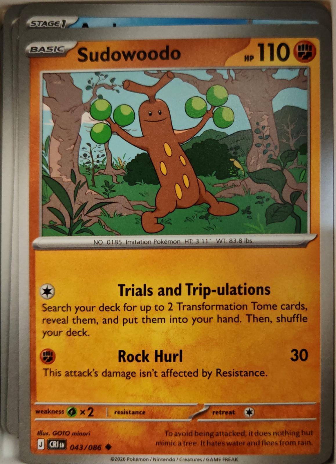 Sudowoodo - 043/086 - - CHAOS RISING - Pokemon - Uncommon | AA09-13