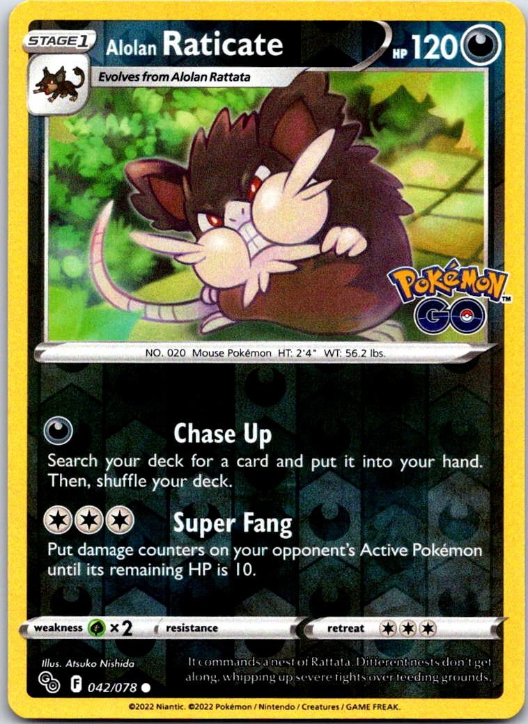 Alolan Raticate - 042/078 - Reverse Holo - POKEMON GO - Pokemon - | AA119-6