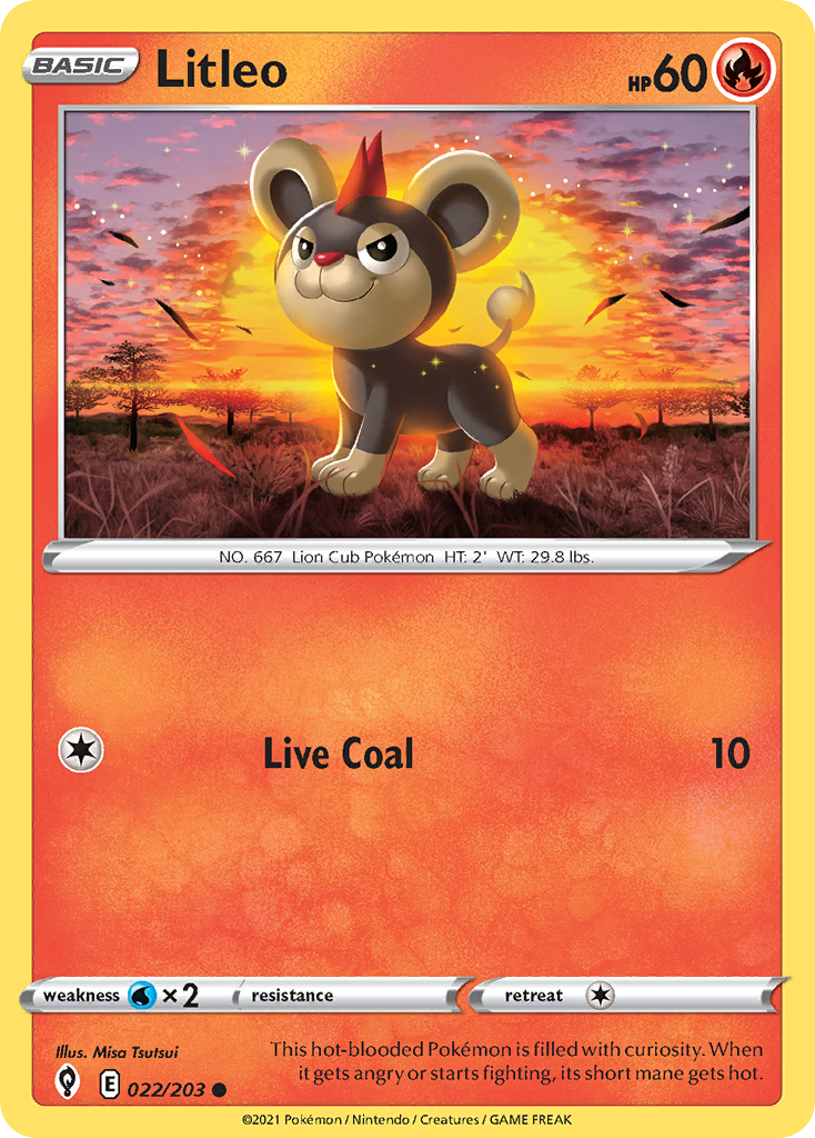 Litleo - 022/203 - - EVOLVING SKIES - Pokemon - Common | AA02-1