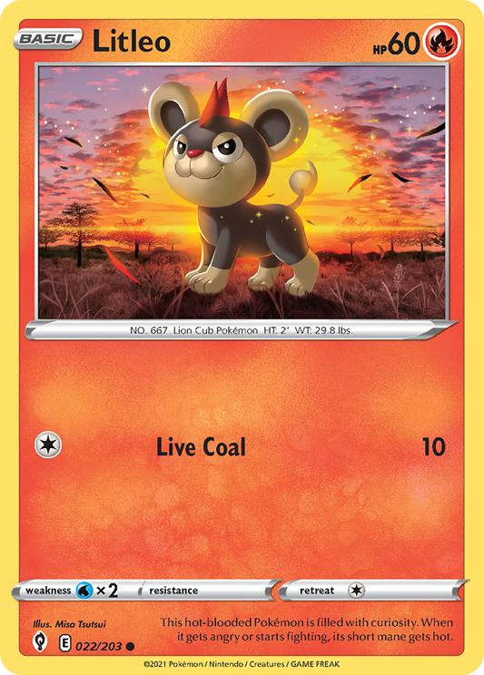 Litleo - 022/203 - - EVOLVING SKIES - Pokemon - Common | AA02-1