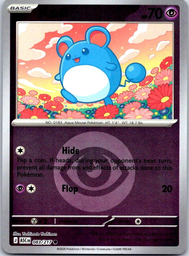 Marill (Energy Symbol Pattern) - 083/217 - Reverse Holo - ASCENDED HEROES - Pokemon - | AA131-47