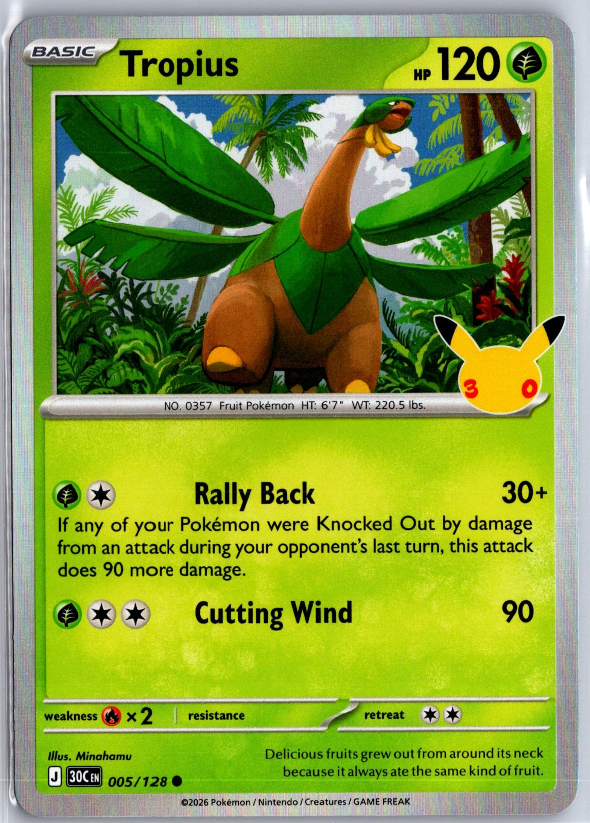 Tropius - 005/128 - Holo - ME: 30TH CELEBRATION - Pokemon - Common | AA96-26