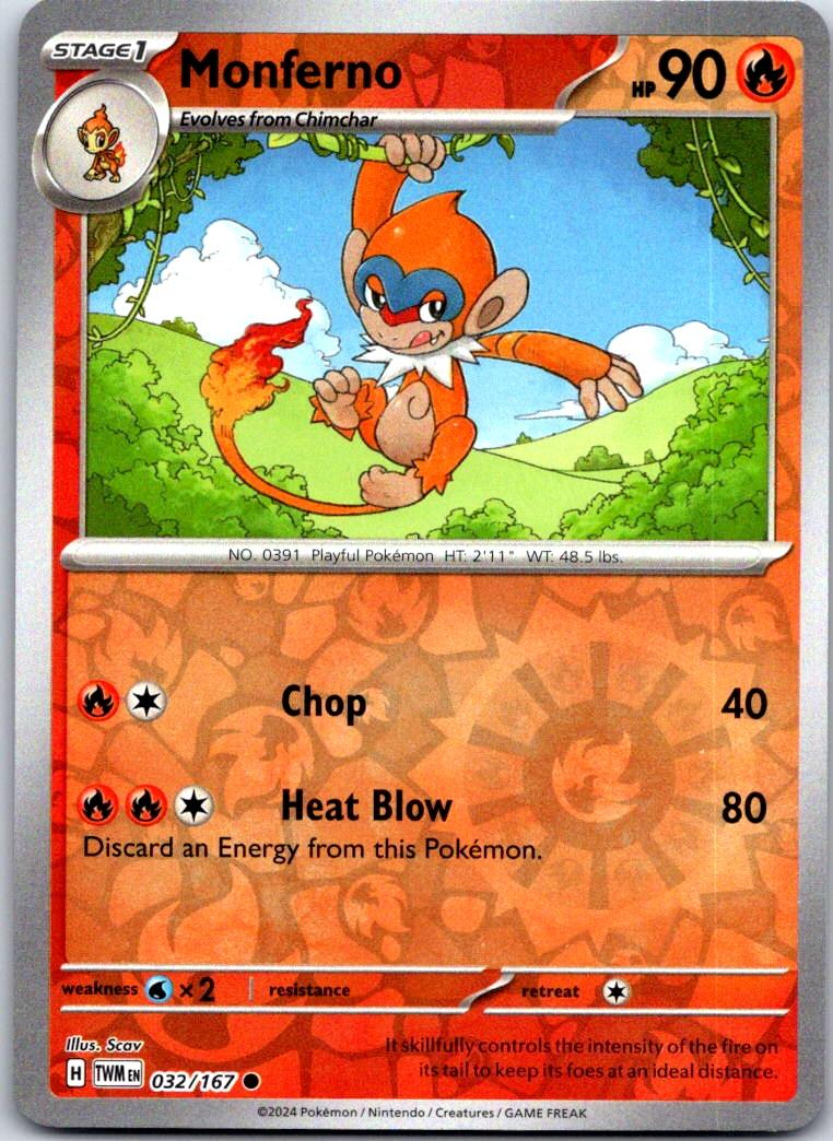 Monferno - 032/167 - Reverse Holo - TWILIGHT MASQUERADE - Pokemon - | AA125-34