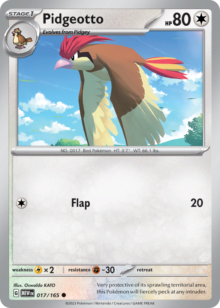 Pidgeotto - 017/165 - Reverse Holo - 151 - Pokemon - Common | AA62-20