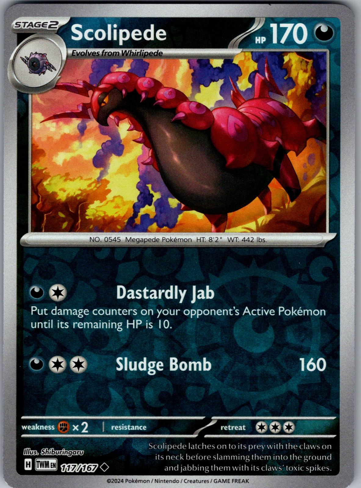 Scolipede - 117/167 - Reverse Holo - TWILIGHT MASQUERADE - Pokemon - | AA82-48