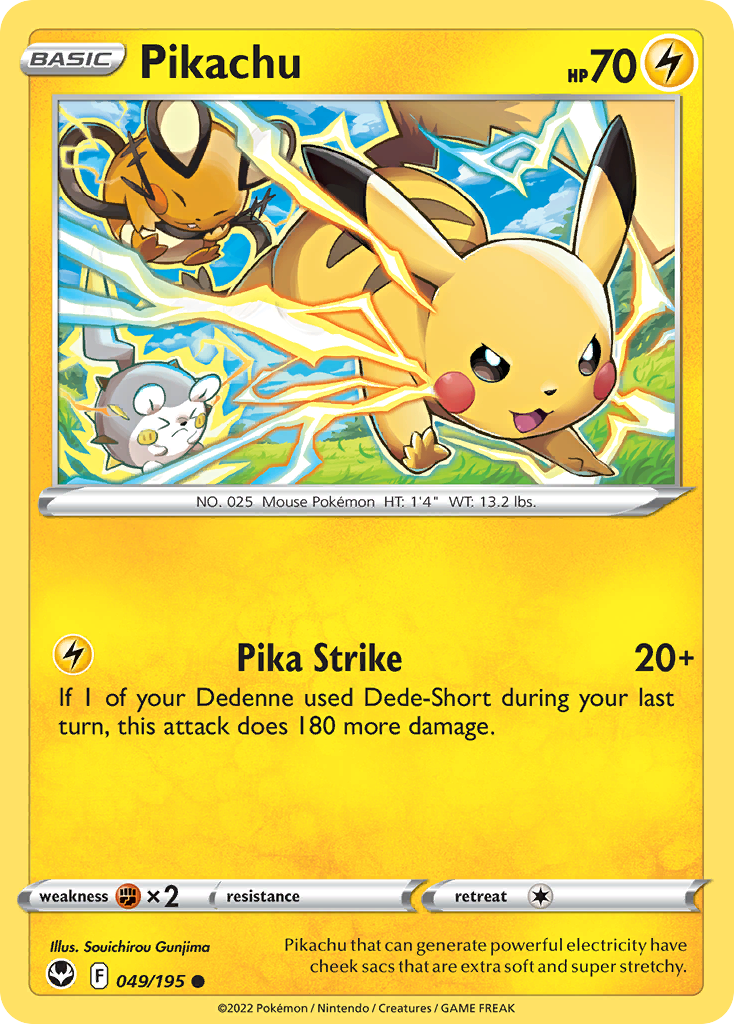 Pikachu - 049/195 - - SILVER TEMPEST - Pokemon - Common | AA99-12