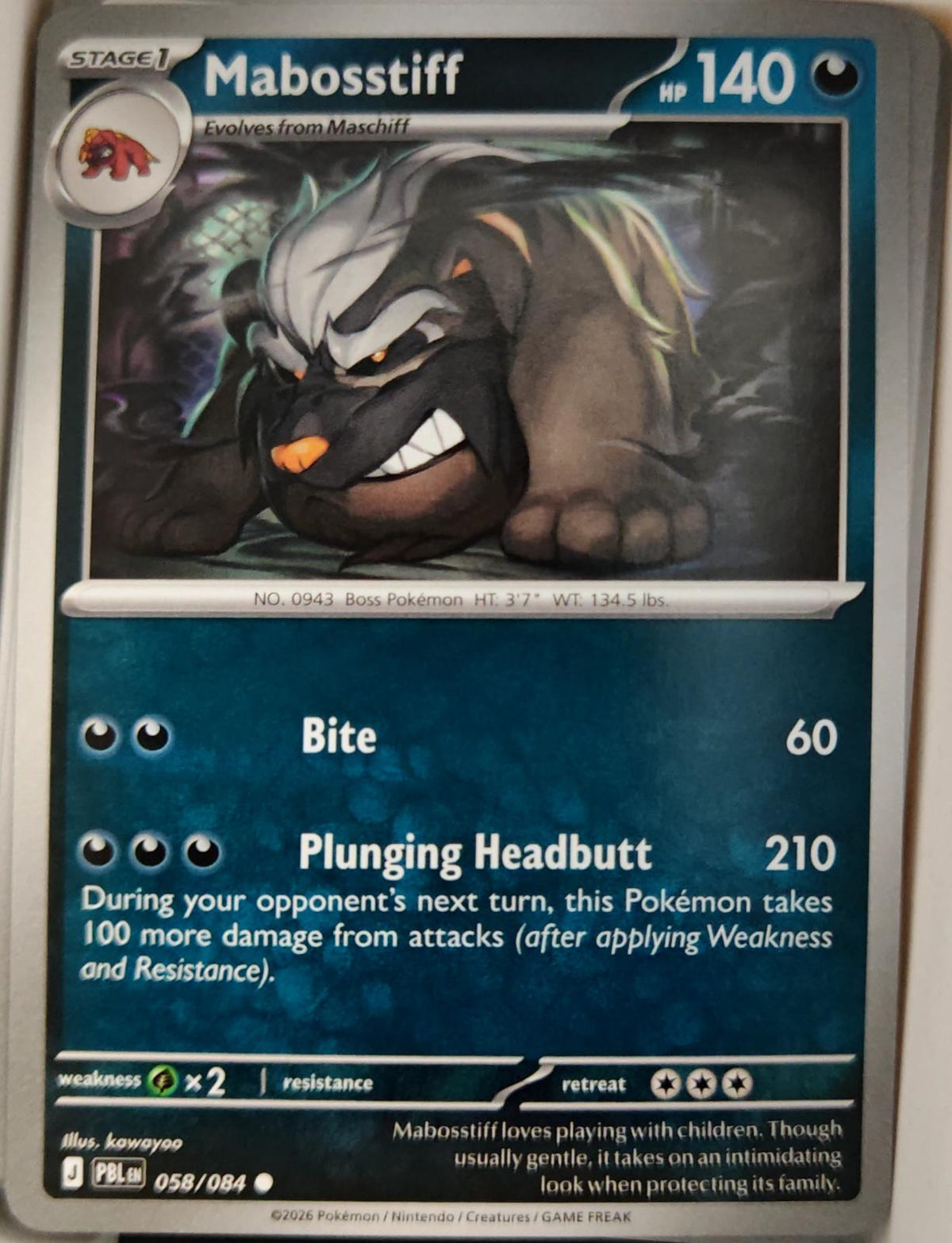 Mabosstiff - 058/084 - - PITCH BLACK - Pokemon - Common | AA17-39