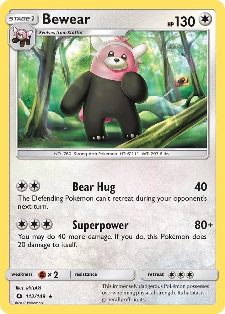 Bewear - 112/149 - - SM BASE SET - Pokemon - Rare | AA73-2