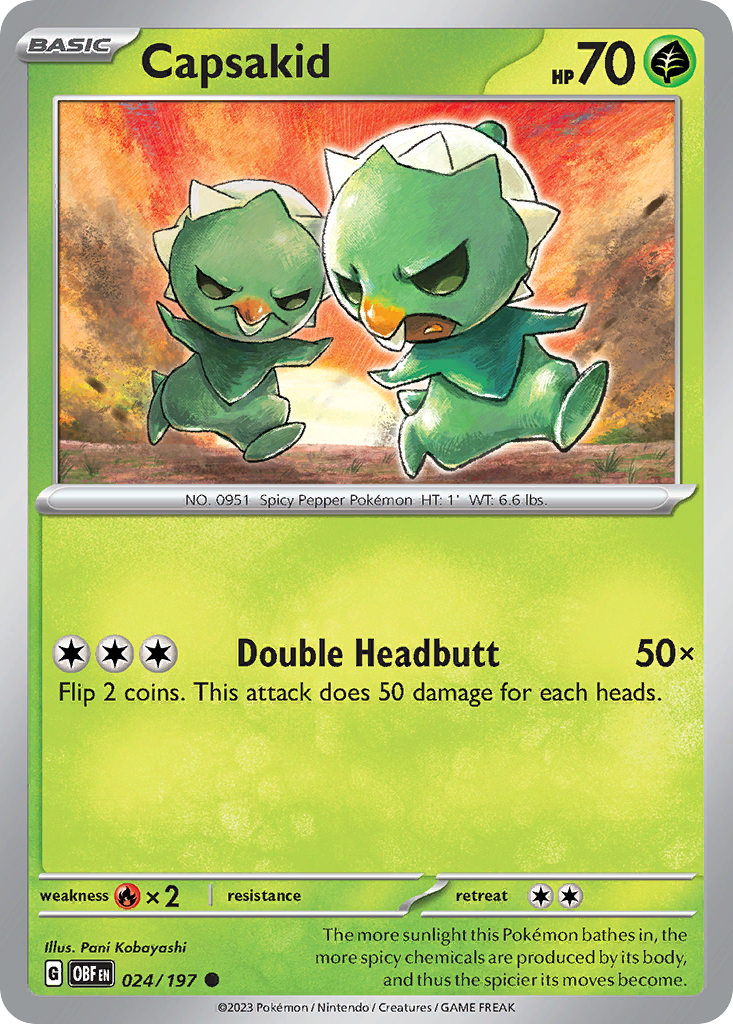 Capsakid - 024/197 - - OBSIDIAN FLAMES - Pokemon - Common | AA05-90