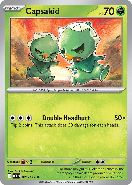 Capsakid - 024/197 - - OBSIDIAN FLAMES - Pokemon - Common | AA05-90