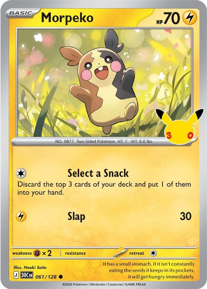 Morpeko - 061/128 - Holo - ME: 30TH CELEBRATION - Pokemon - Common | AA98-11