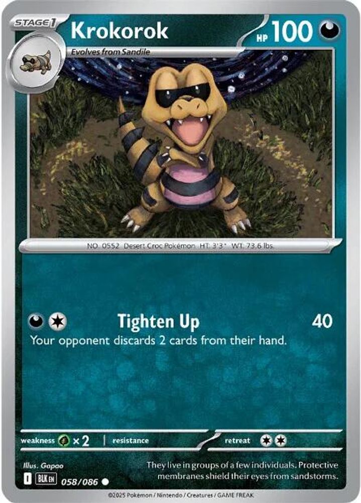 Krokorok - 058/086 - - BLACK BOLT - Pokemon - Common | AA46-25