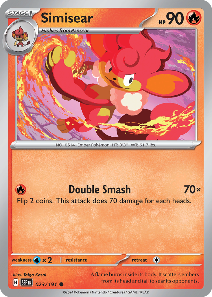 Simisear - 023/191 - - SURGING SPARKS - Pokemon - Common | AA09-44