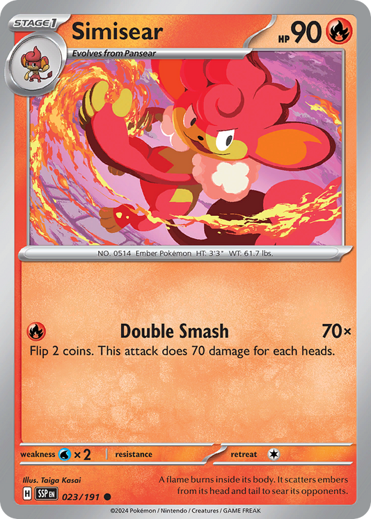 Simisear - 023/191 - - SURGING SPARKS - Pokemon - Common | AA09-44