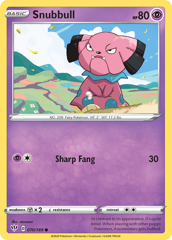 Snubbull - 070/189 - Reverse Holo - DARKNESS ABLAZE - Pokemon - | AA116-14
