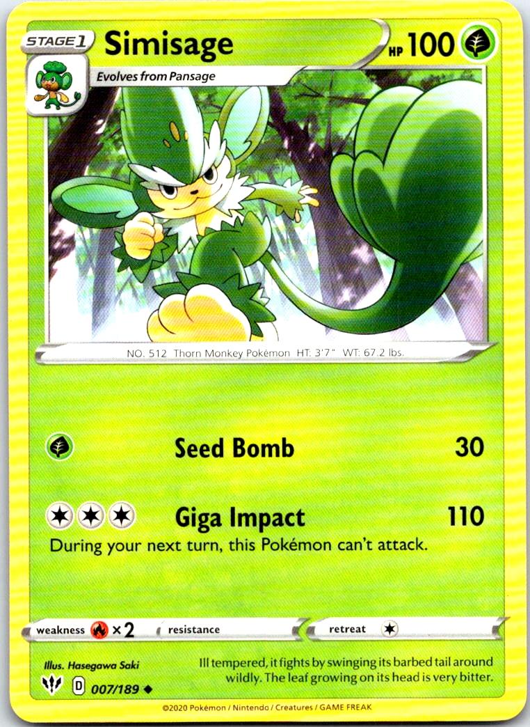 Simisage - 007/189 - - DARKNESS ABLAZE - Pokemon - Uncommon | AB78-30