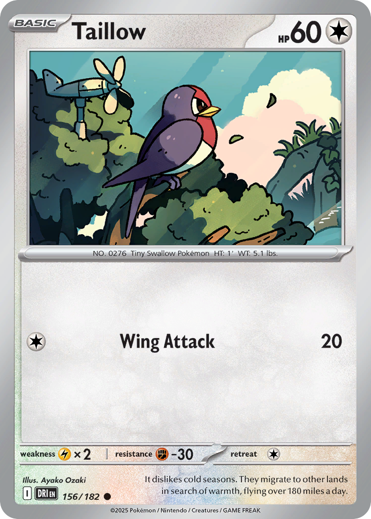 Taillow - 156/182 - Reverse Holo - DESTINED RIVALS - Pokemon - Common | AA19-44
