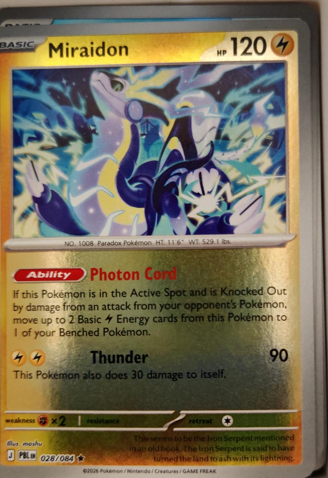 Miraidon - 028/084 - Reverse Holo - PITCH BLACK - Pokemon - Rare | AA14-40