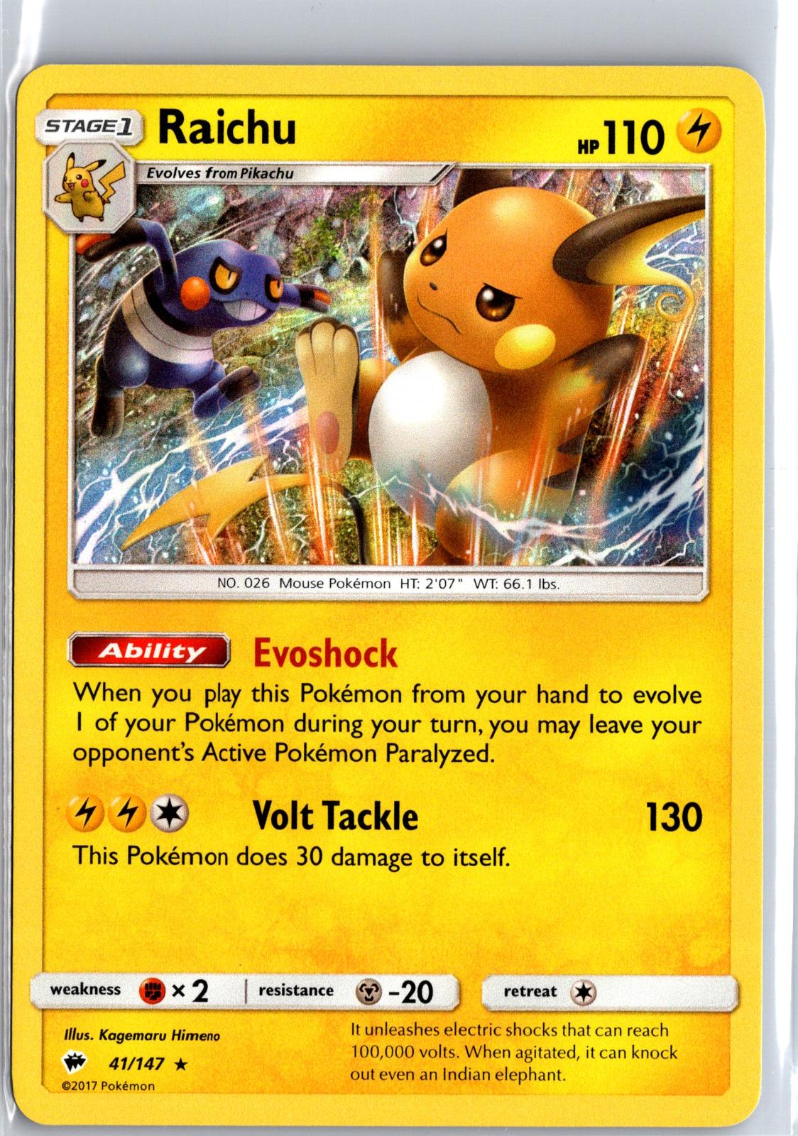 Raichu - 41/147 - Holo - BURNING SHADOWS - Pokemon - Rare | AB05-67
