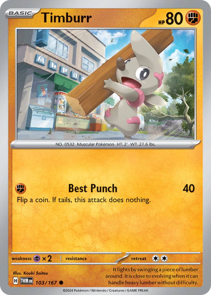 Timburr - 103/167 - - TWILIGHT MASQUERADE - Pokemon - Common | AA84-6