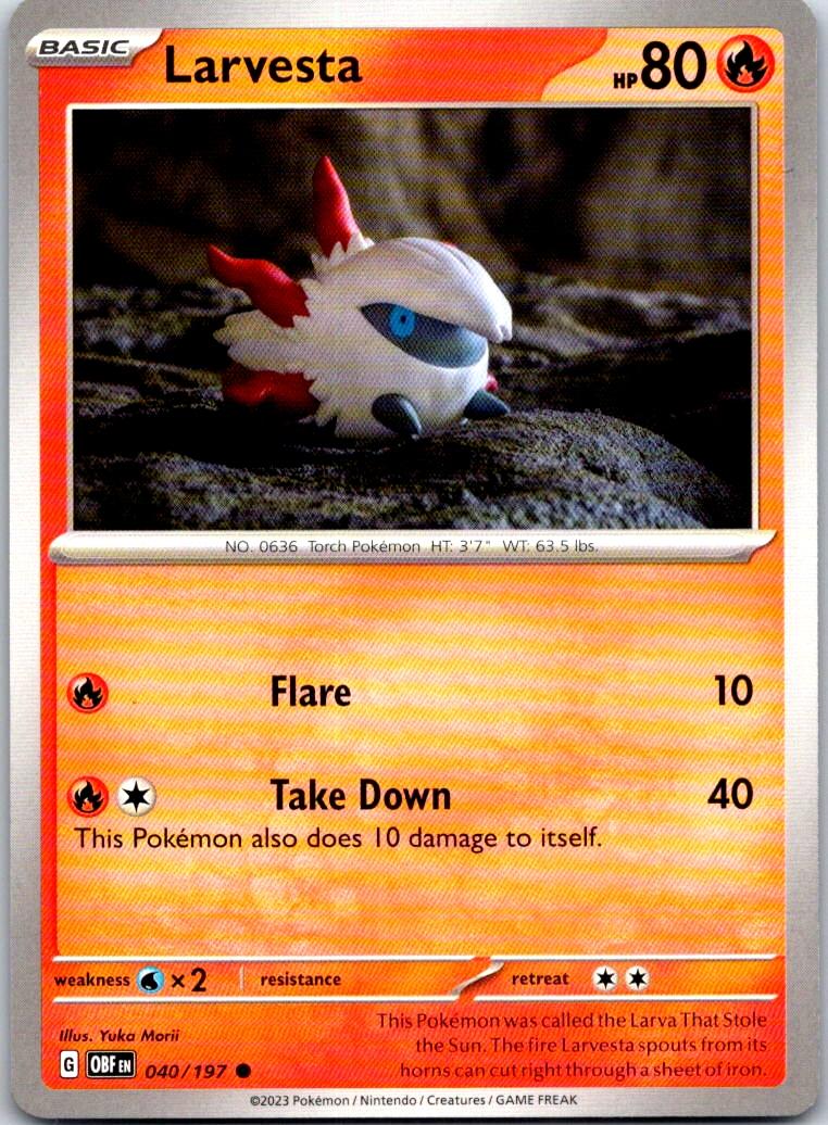 Larvesta - 040/197 - - OBSIDIAN FLAMES - Pokemon - Common | AB11-46