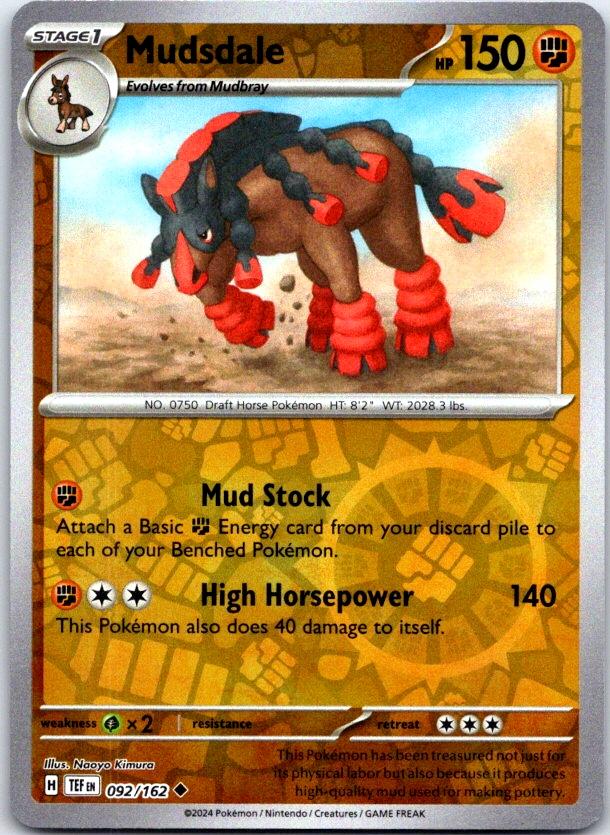 Mudsdale - 092/162 - Reverse Holo - TEMPORAL FORCES - Pokemon - | AC11-9